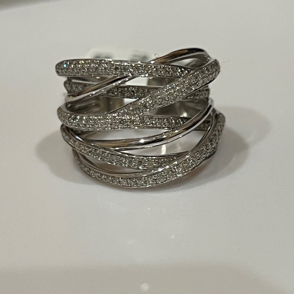 ❤️SOLD❤️ EFFY Diamond Crossover Statement Ring 3/4 ct. t.w.14K White Gold.Size 6 - Picture 16 of 17